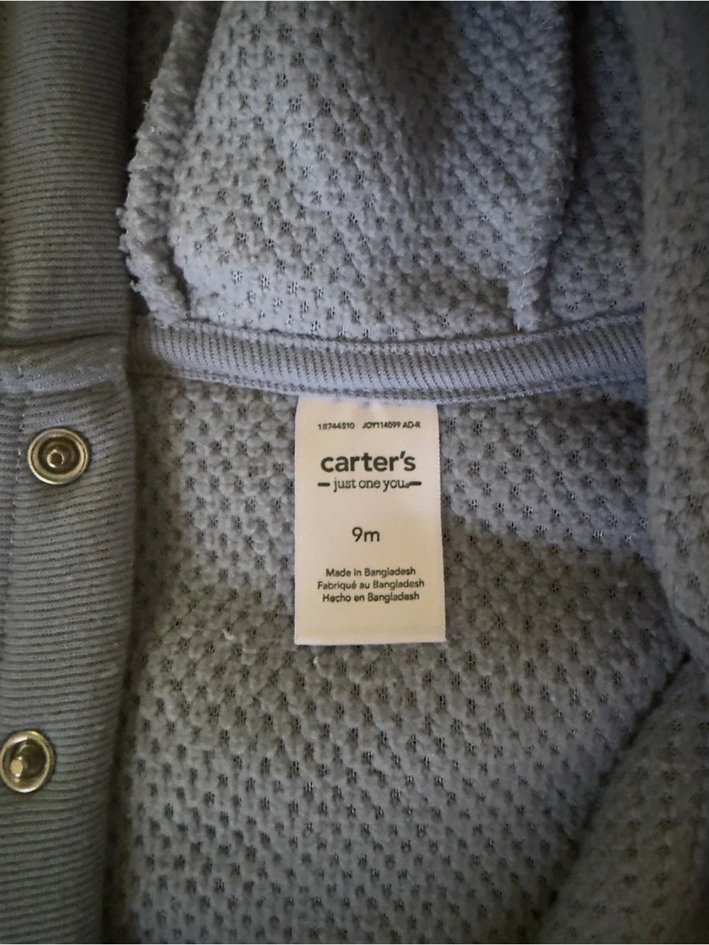 Carter's Soft Light Blue Teddy Sherpa Hoodie with Ears